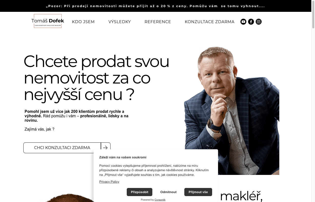 Web Tomáš Dofek — realitní makléř