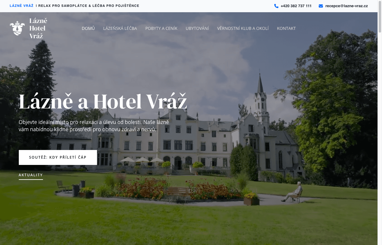 Web Lázně Hotel Vráž